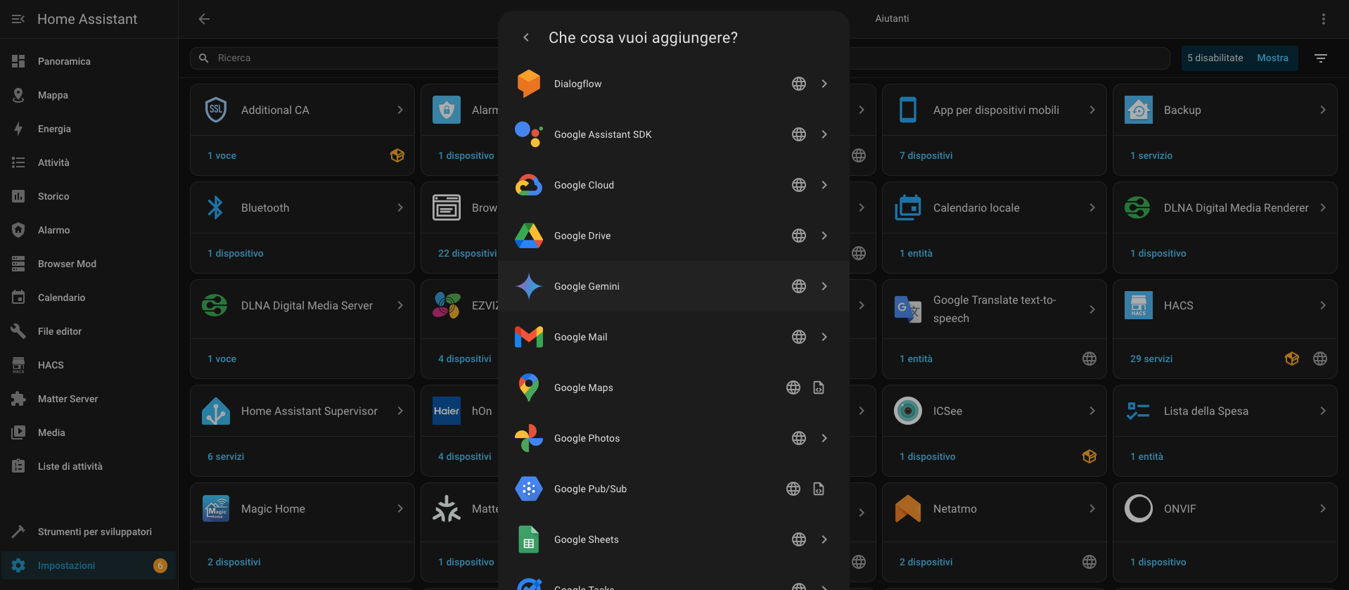 integrazione gemini home assistant